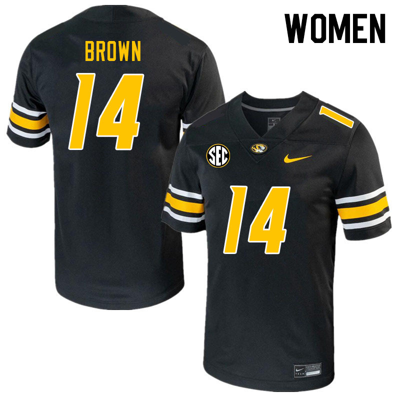 Women #14 Brett Brown Missouri Tigers College 2023 Football Stitched Jerseys Sale-Black - Click Image to Close